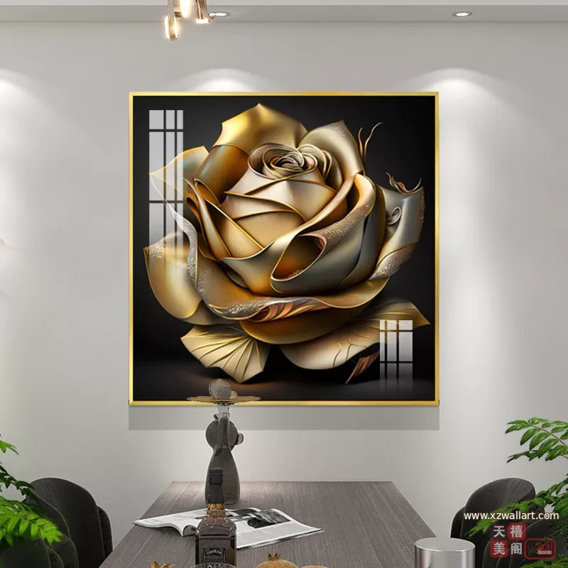 花 单幅 装饰画 轻奢风 餐厅背景墙挂画 晶瓷画