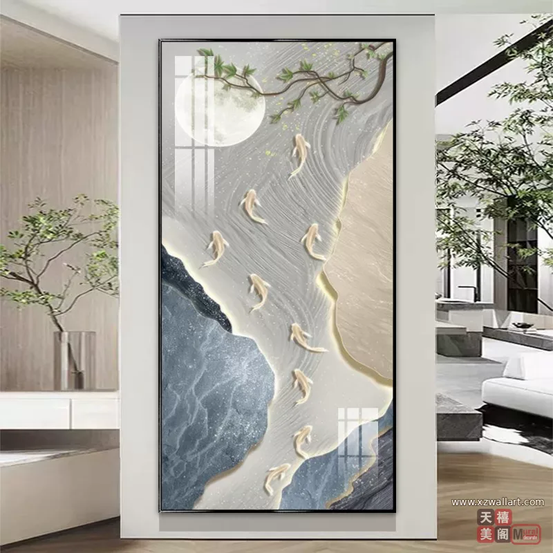 抽象 单幅 装饰画 奶油风 玄关背景墙挂画 晶瓷画