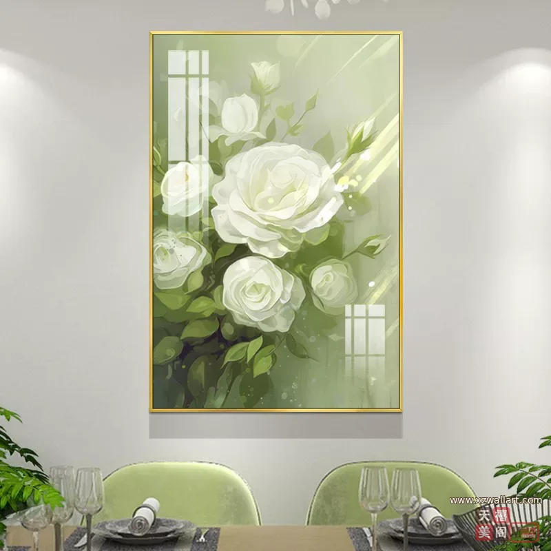 抽象 单幅 装饰画 奶油风 餐厅背景墙挂画 晶瓷画