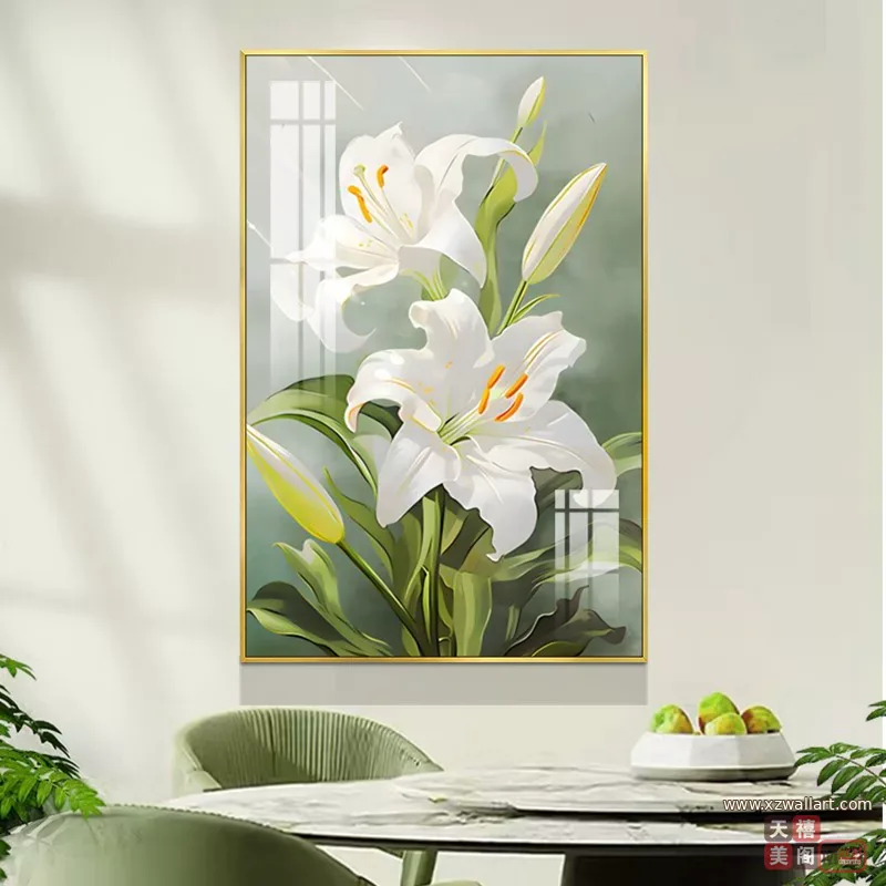 花 单幅 装饰画 美式 餐厅背景墙挂画 晶瓷画