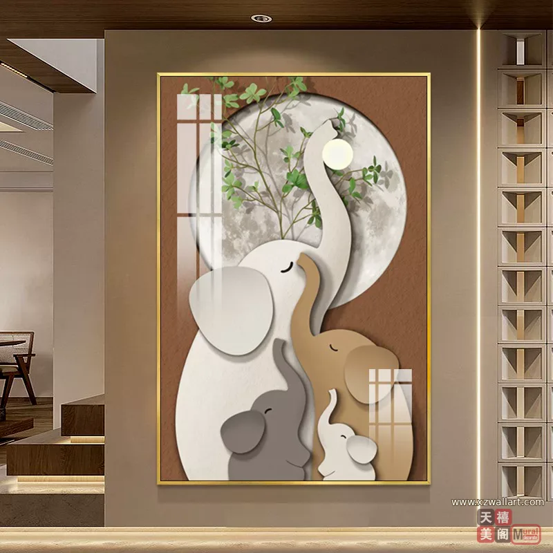 抽象 单幅 装饰画 奶油风 玄关背景墙挂画 晶瓷画