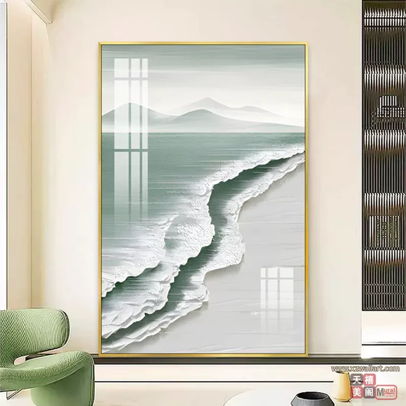 抽象 单幅 装饰画 奶油风 客厅背景墙挂画 晶瓷画