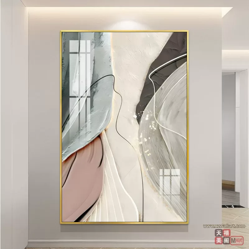 抽象 单幅 装饰画 奶油风 玄关背景墙挂画 晶瓷画