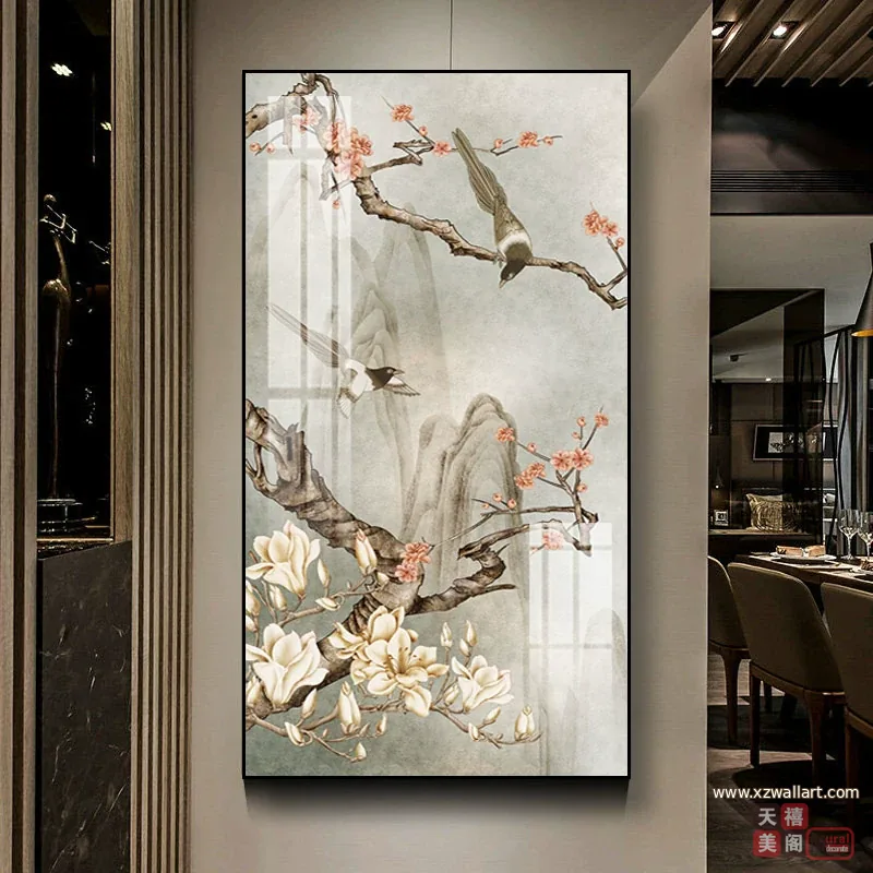 花 单幅 装饰画 新中式 玄关背景墙挂画 晶瓷画