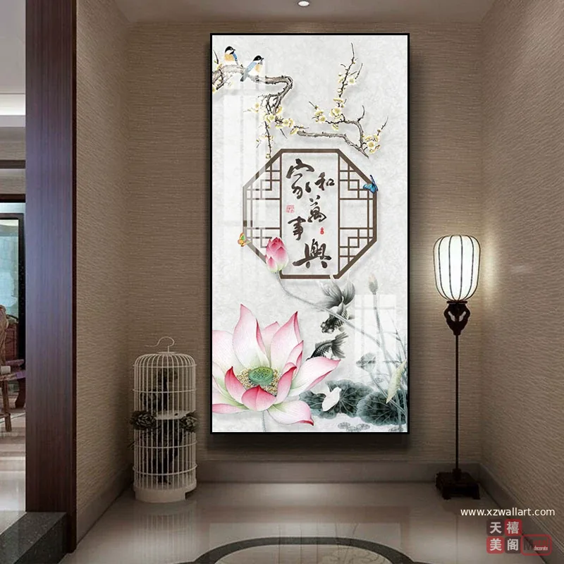 花 单幅 装饰画 新中式 玄关背景墙挂画 晶瓷画