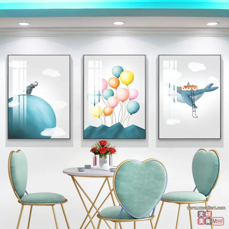 抽象 三联 装饰画 北欧风 客厅背景墙挂画 晶瓷画