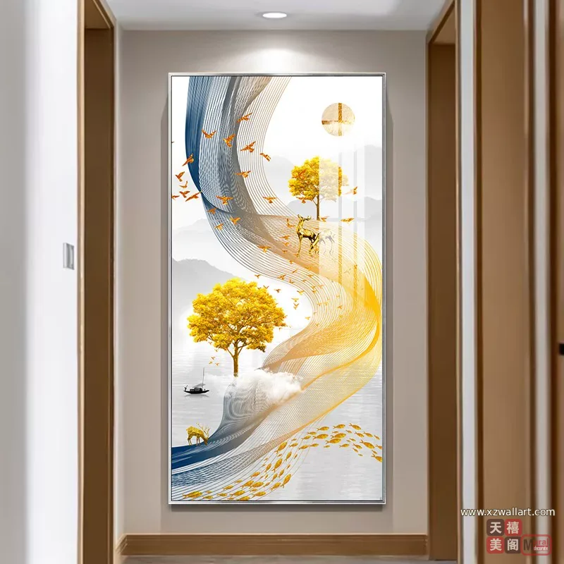 抽象 单幅 装饰画 轻奢风 玄关背景墙挂画 晶瓷画