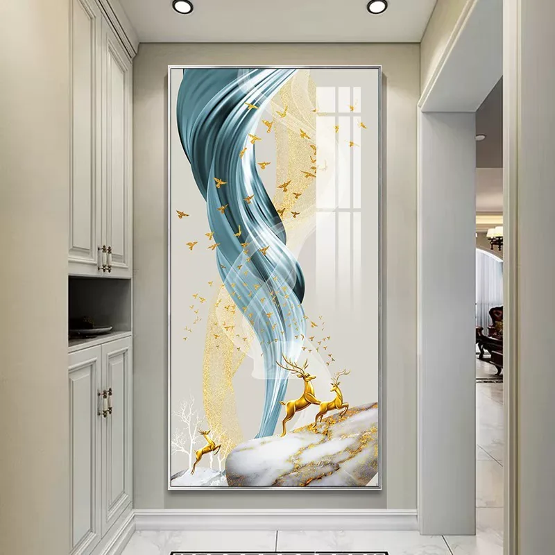 抽象 单幅 装饰画 轻奢风 玄关背景墙挂画 晶瓷画
