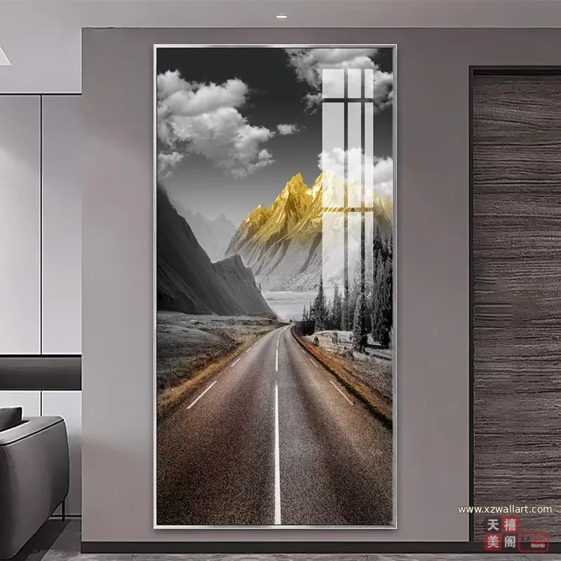 抽象 单幅 装饰画 轻奢风 玄关背景墙挂画 晶瓷画