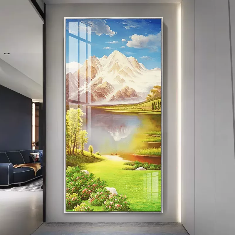 抽象 单幅 装饰画 轻奢风 玄关背景墙挂画 晶瓷画