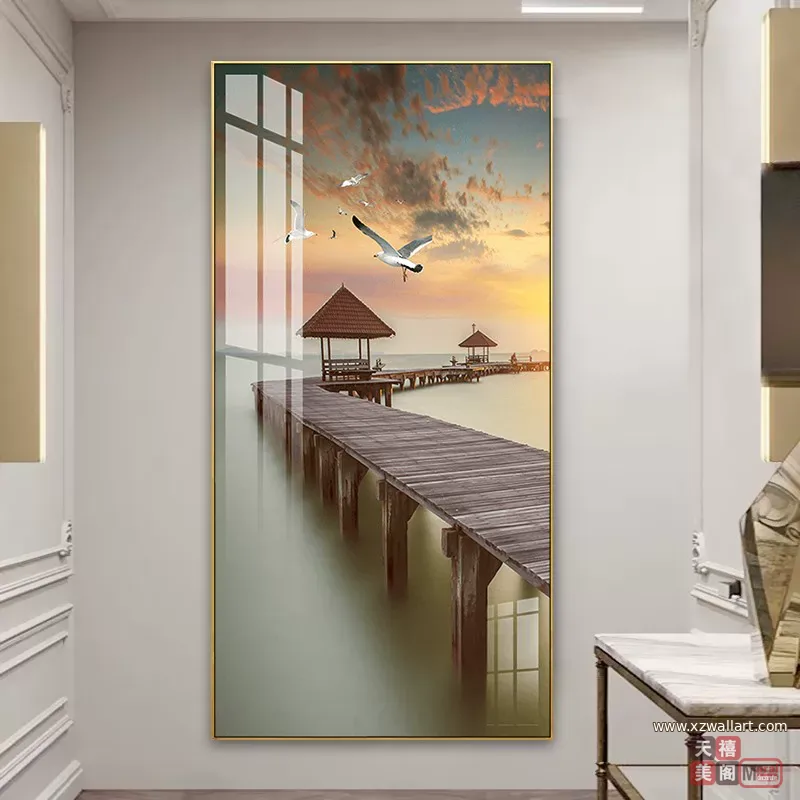 抽象 单幅 装饰画 轻奢风 玄关背景墙挂画 晶瓷画
