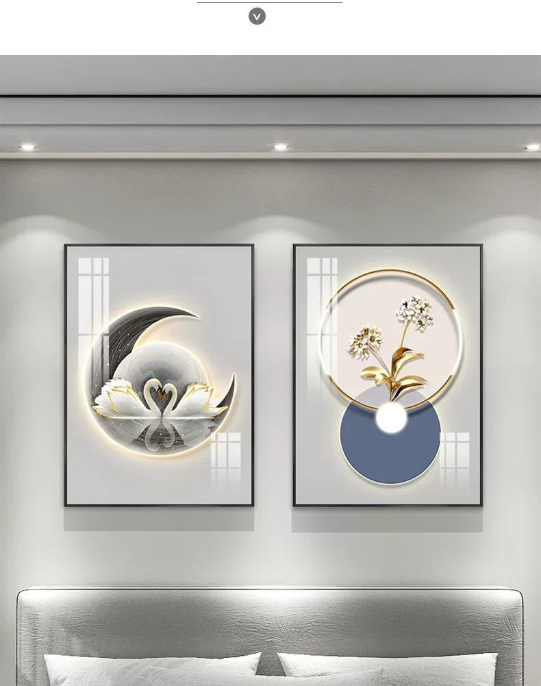 抽象 单幅 装饰画 轻奢风 餐厅背景墙挂画 晶瓷画