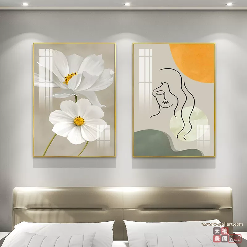 抽象 单幅 装饰画 轻奢风 餐厅背景墙挂画 晶瓷画