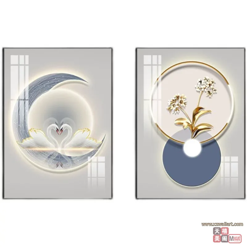 抽象 单幅 装饰画 轻奢风 餐厅背景墙挂画 晶瓷画