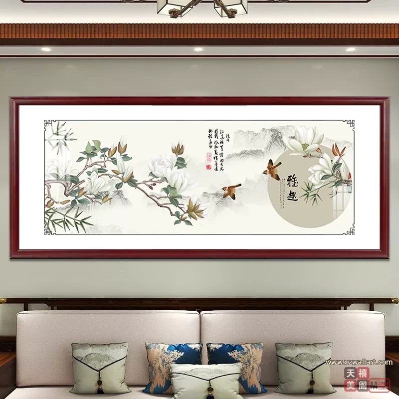 抽象 单幅 装饰画 新中式 客厅背景墙挂画 晶瓷画