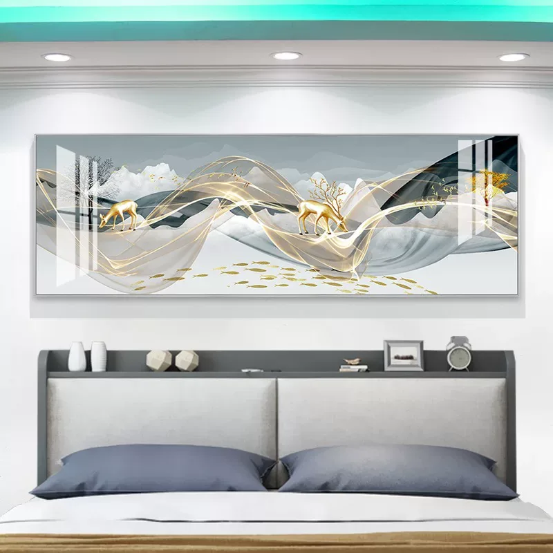 抽象 单幅 装饰画 轻奢风 客厅背景墙挂画 晶瓷画