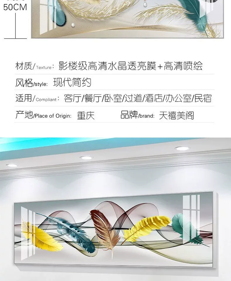 羽毛 单幅 装饰画 北欧风 客厅背景墙挂画 晶瓷画