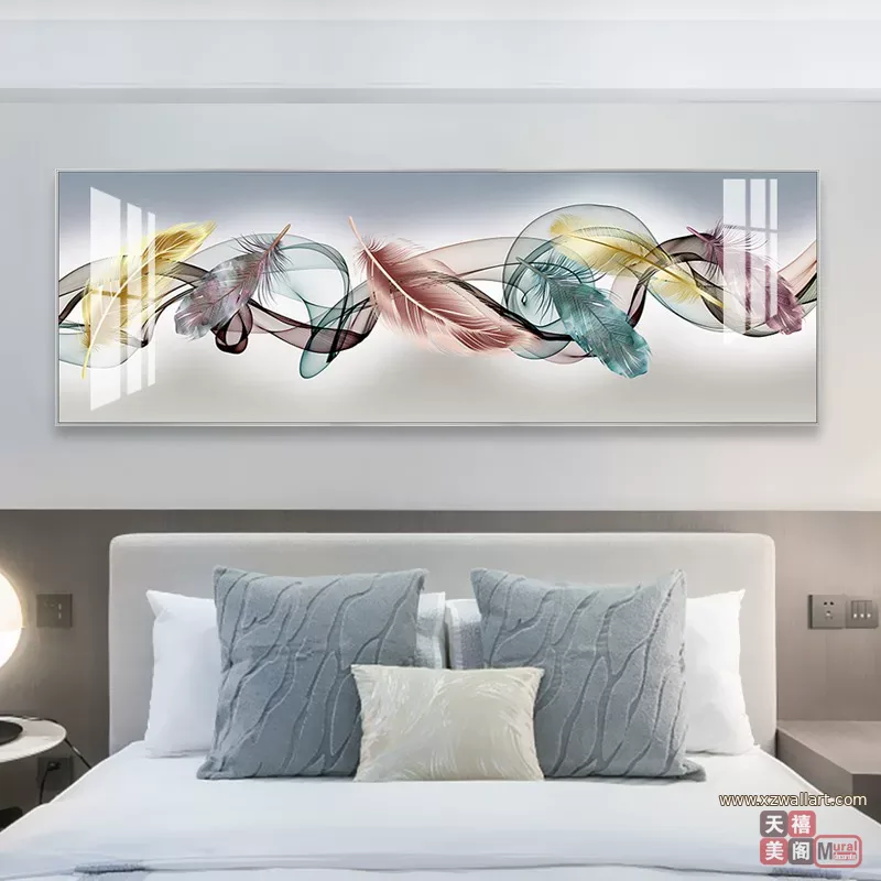 羽毛 单幅 装饰画 北欧风 客厅背景墙挂画 晶瓷画