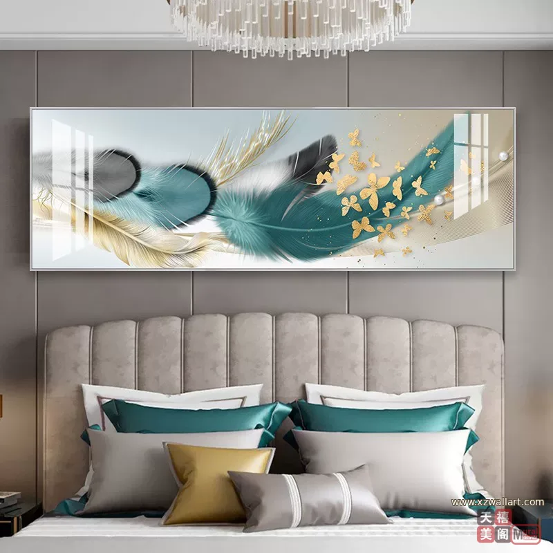 羽毛 单幅 装饰画 北欧风 客厅背景墙挂画 晶瓷画