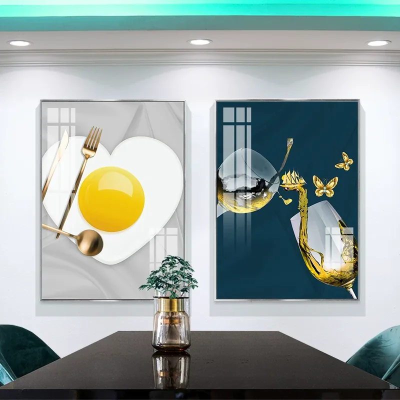 抽象 单幅 装饰画 北欧风 餐厅背景墙挂画 晶瓷画