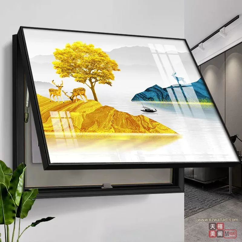 抽象 单幅 装饰画 轻奢风 餐厅背景墙挂画 晶瓷画