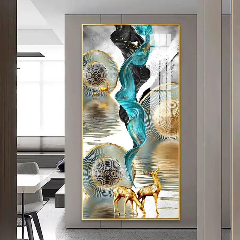 抽象 单幅 装饰画 轻奢风 玄关背景墙挂画 晶瓷画