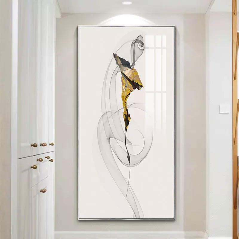 抽象 单幅 装饰画 轻奢风 玄关背景墙挂画 晶瓷画