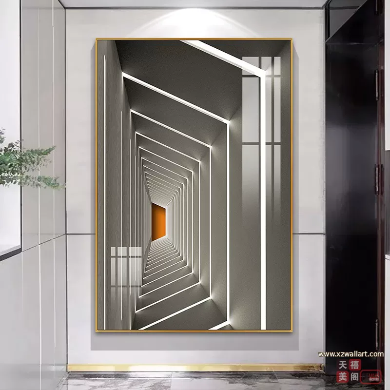 抽象 单幅 装饰画 轻奢风 玄关背景墙挂画 晶瓷画