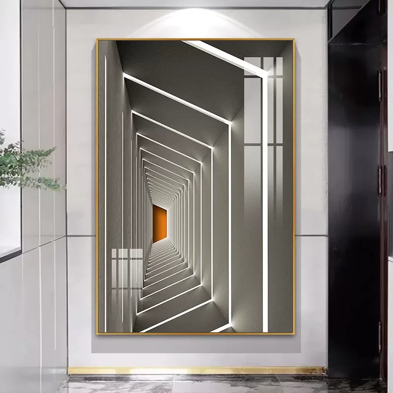 抽象 单幅 装饰画 轻奢风 玄关背景墙挂画 晶瓷画