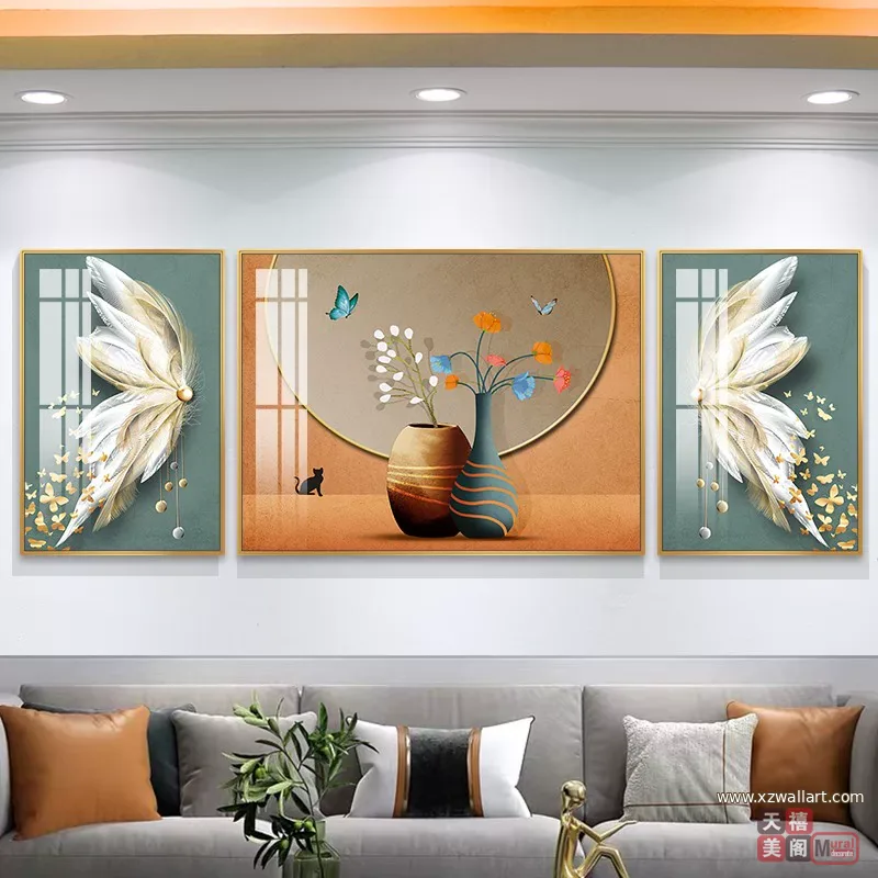 抽象 单幅 装饰画 轻奢风 客厅背景墙挂画 晶瓷画