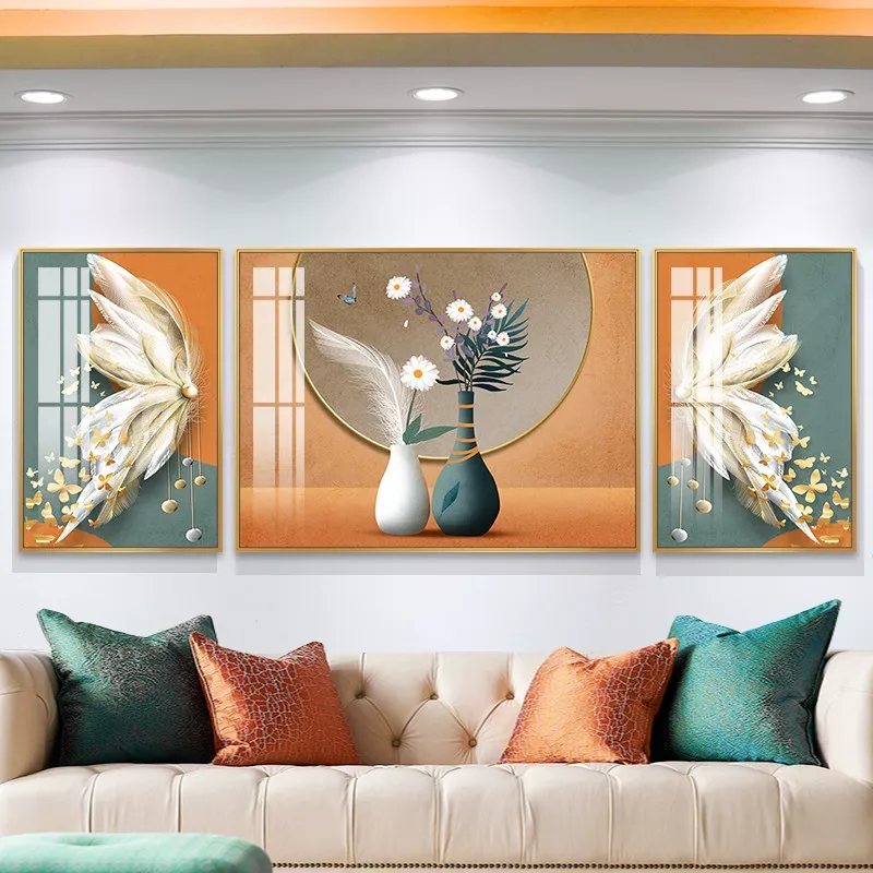 抽象 单幅 装饰画 轻奢风 客厅背景墙挂画 晶瓷画