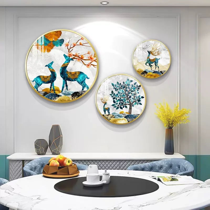 抽象 单幅 装饰画 轻奢风 餐厅背景墙挂画 晶瓷画