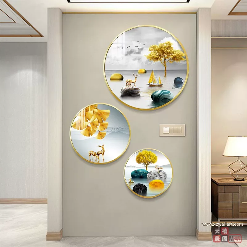 抽象 单幅 装饰画 轻奢风 餐厅背景墙挂画 晶瓷画