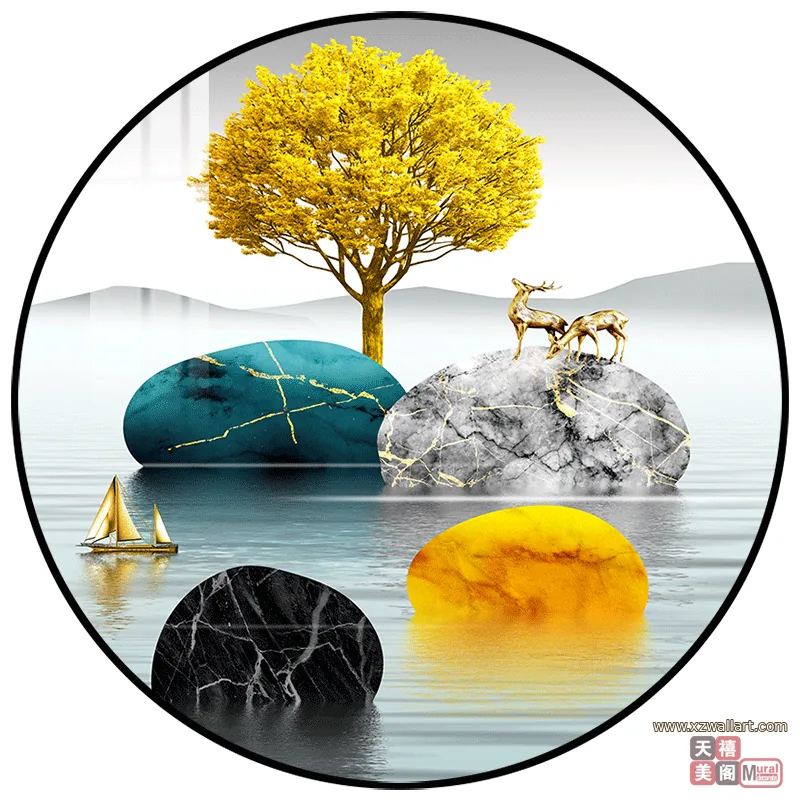 抽象 单幅 装饰画 轻奢风 餐厅背景墙挂画 晶瓷画