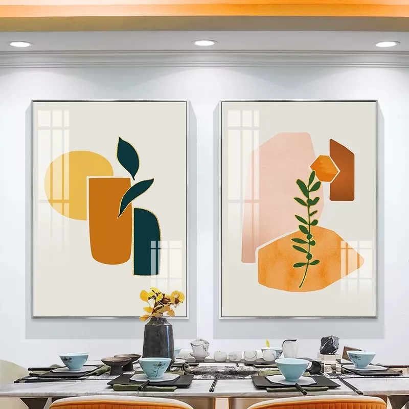 抽象 单幅 装饰画 轻奢风 餐厅背景墙挂画 晶瓷画
