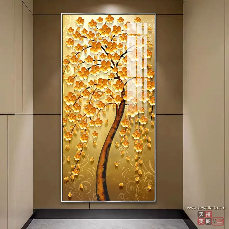 树 单幅 装饰画 轻奢风 玄关背景墙挂画 晶瓷画
