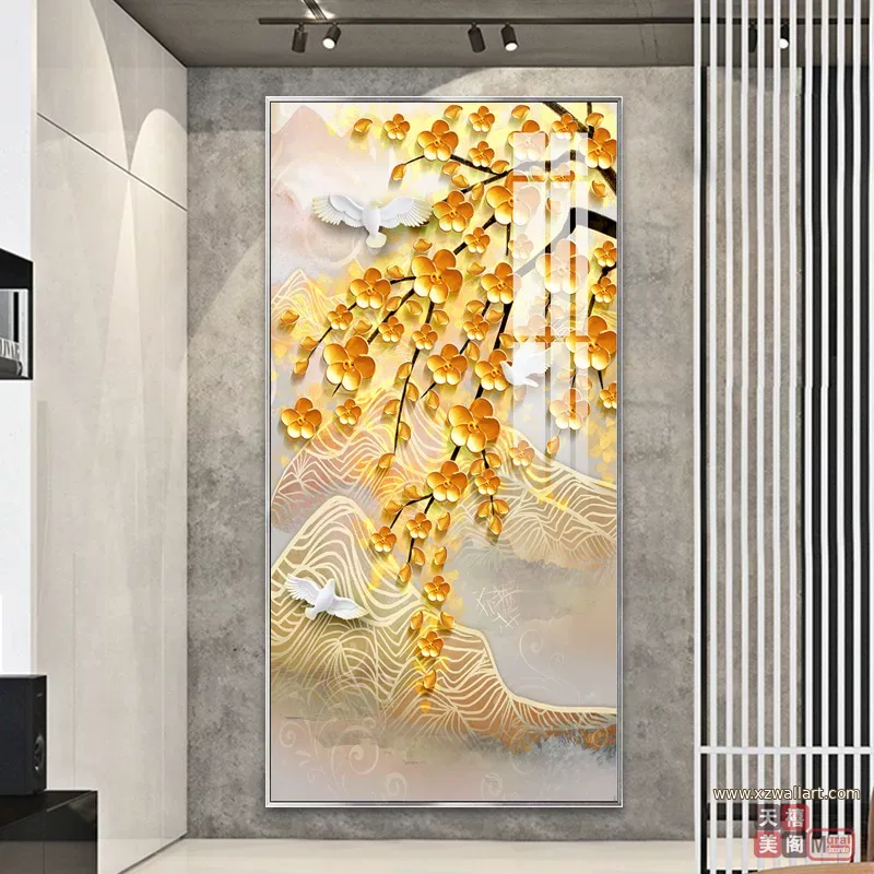 树 单幅 装饰画 轻奢风 玄关背景墙挂画 晶瓷画