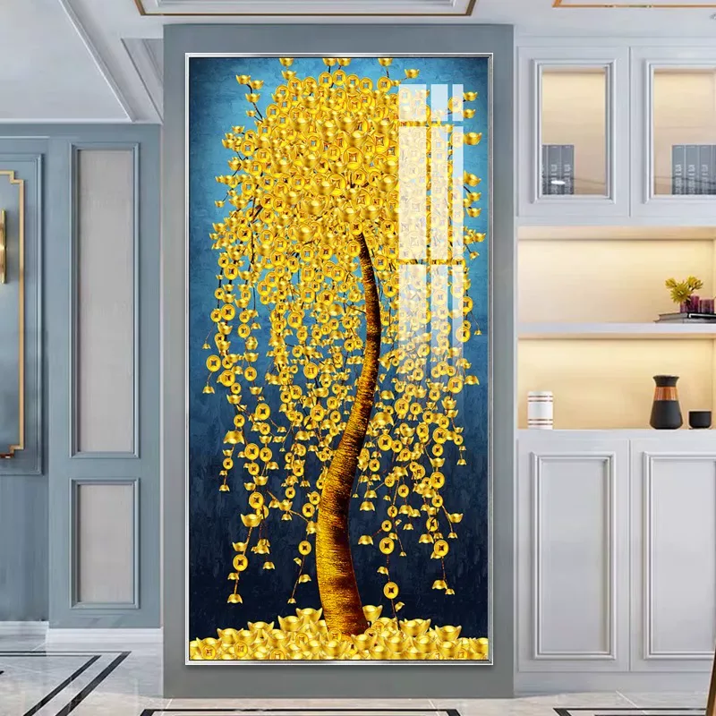 树 单幅 装饰画 轻奢风 玄关背景墙挂画 晶瓷画