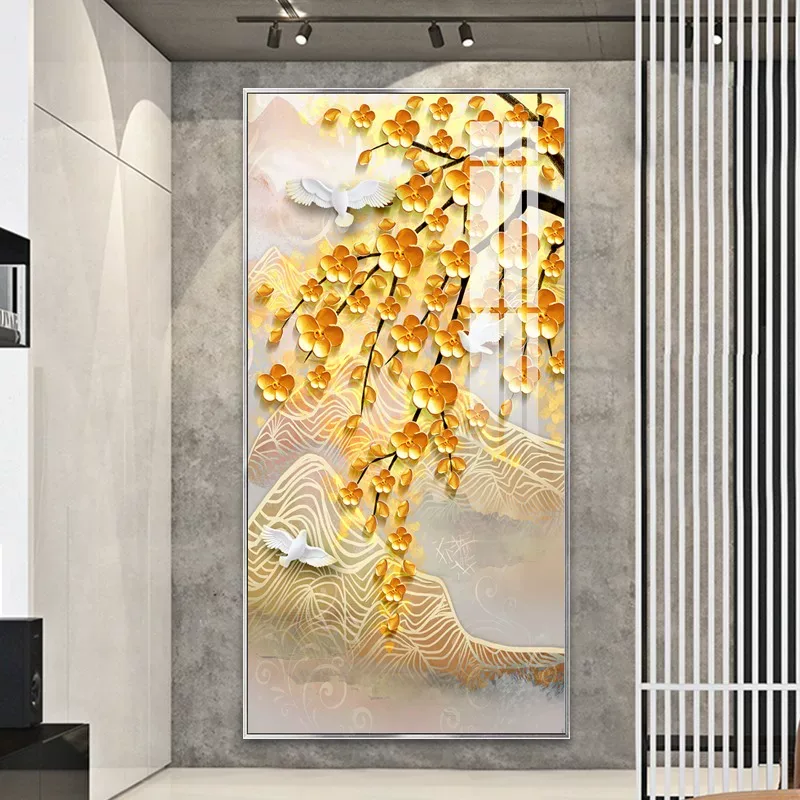 树 单幅 装饰画 轻奢风 玄关背景墙挂画 晶瓷画