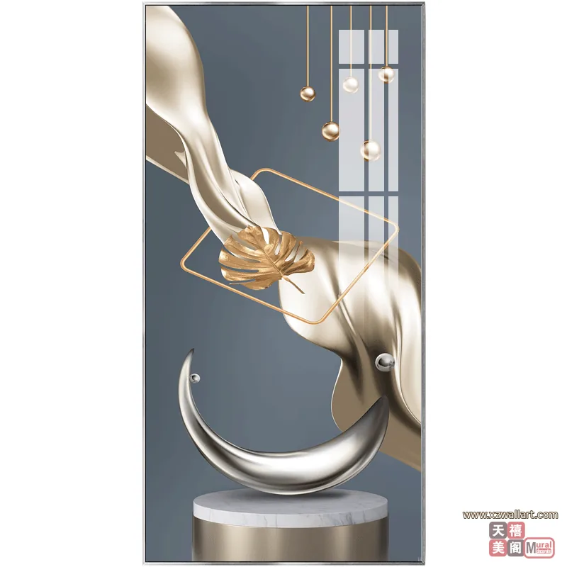 抽象 单幅 装饰画 轻奢风 玄关背景墙挂画 晶瓷画