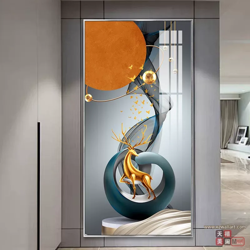 抽象 单幅 装饰画 轻奢风 玄关背景墙挂画 晶瓷画