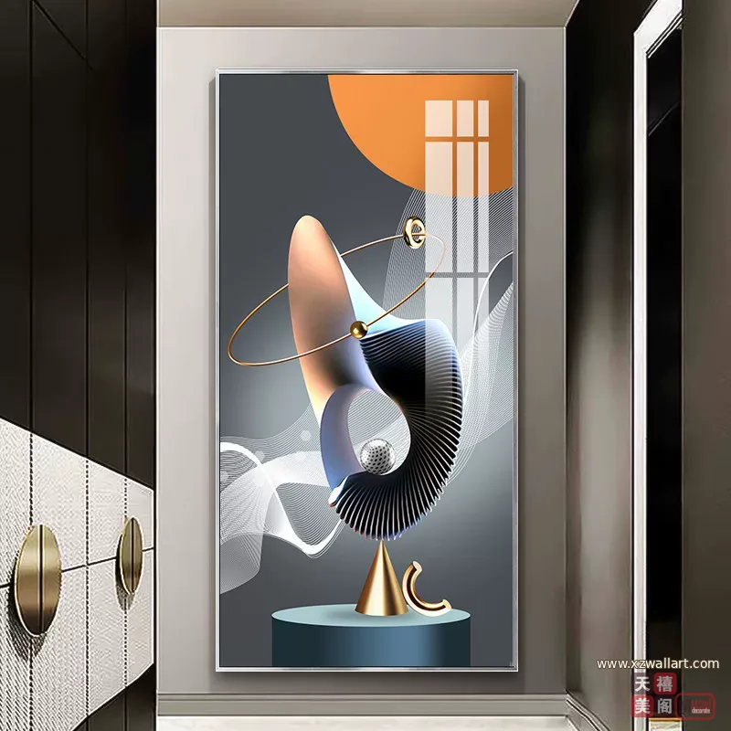 抽象 单幅 装饰画 轻奢风 玄关背景墙挂画 晶瓷画