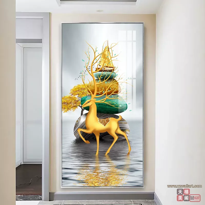 抽象 单幅 装饰画 轻奢风 玄关背景墙挂画 晶瓷画