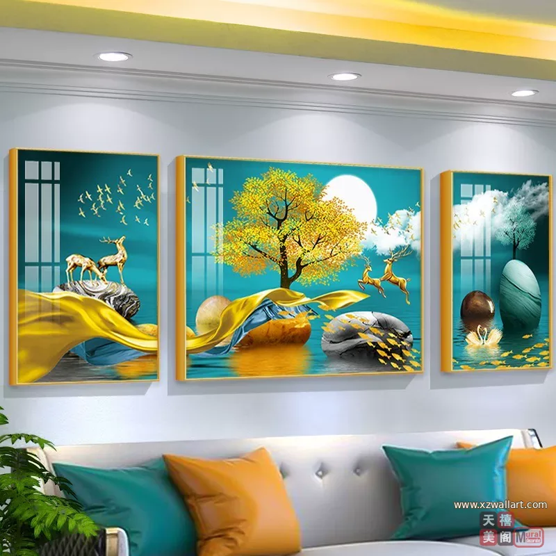 山水 单幅 装饰画 轻奢风 客厅背景墙挂画 晶瓷画