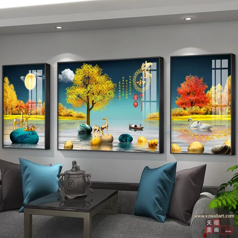 山水 单幅 装饰画 轻奢风 客厅背景墙挂画 晶瓷画
