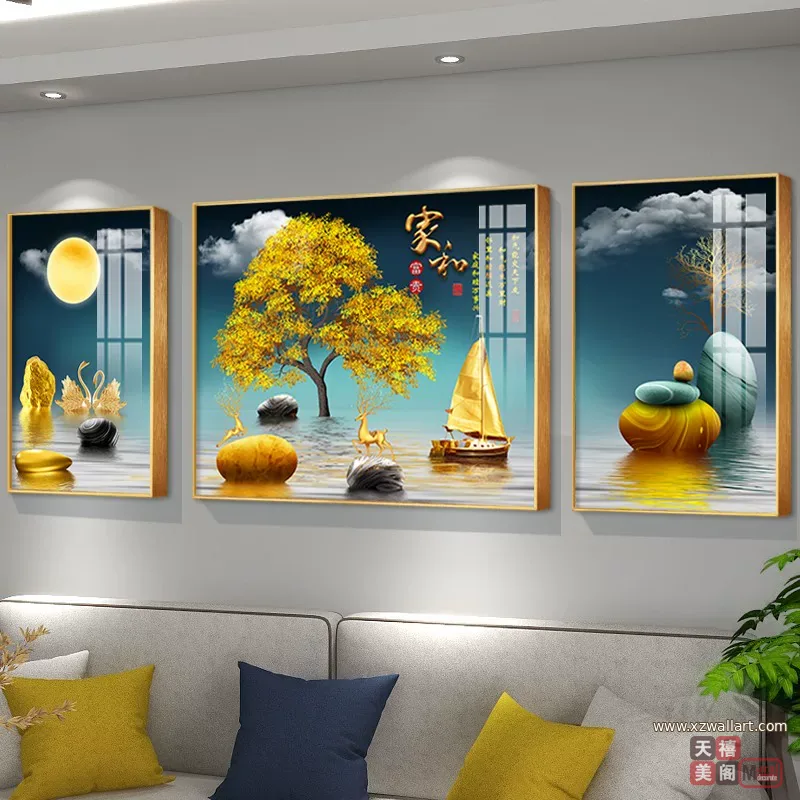 山水 单幅 装饰画 轻奢风 客厅背景墙挂画 晶瓷画