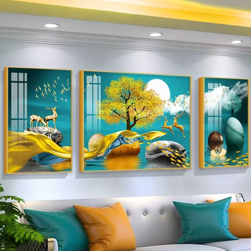 山水 单幅 装饰画 轻奢风 客厅背景墙挂画 晶瓷画