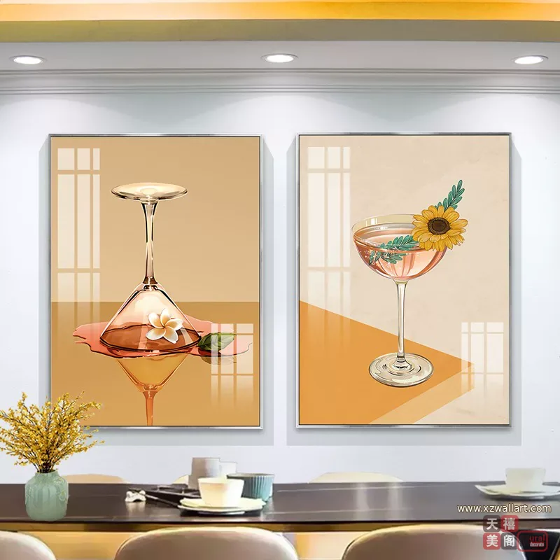 抽象 单幅 装饰画 轻奢风 餐厅背景墙挂画 晶瓷画