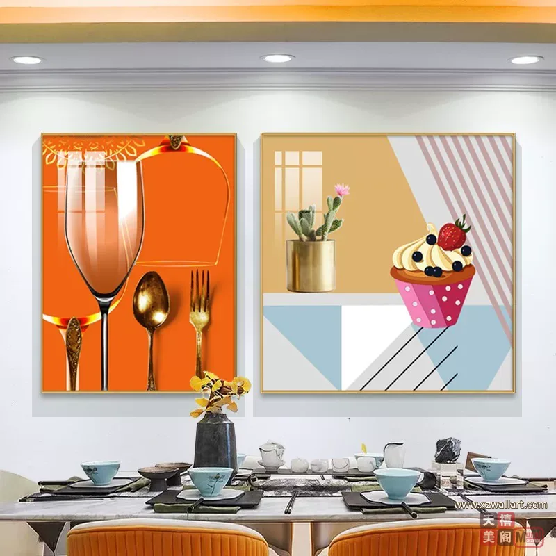 抽象 单幅 装饰画 轻奢风 餐厅背景墙挂画 晶瓷画