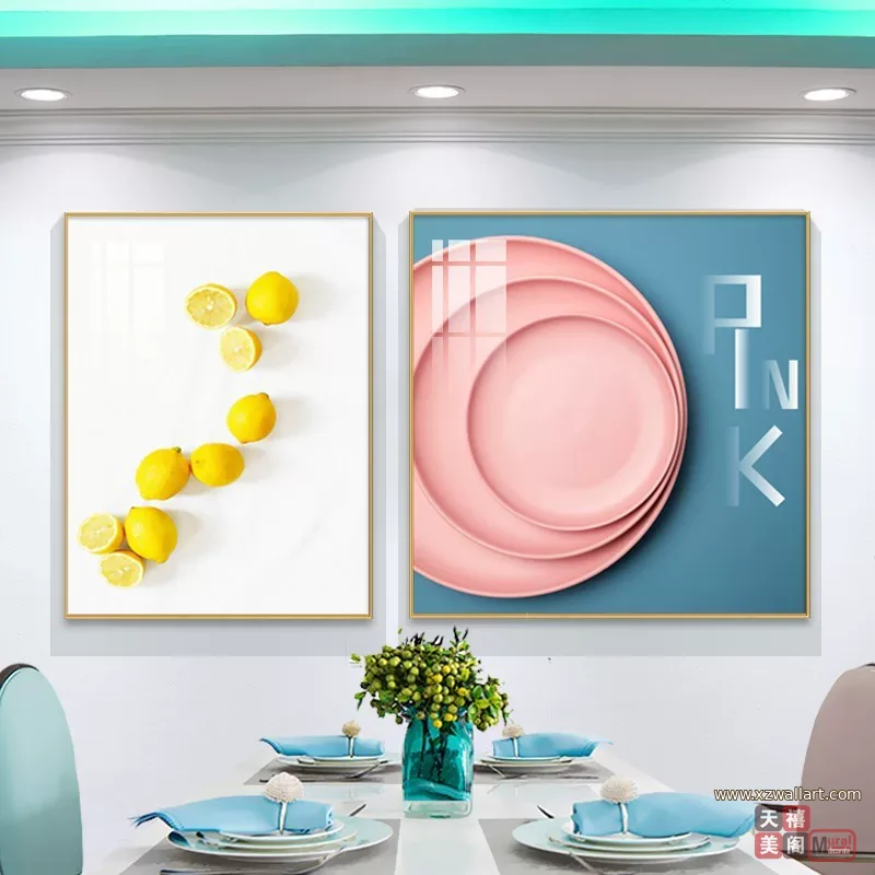 抽象 单幅 装饰画 轻奢风 餐厅背景墙挂画 晶瓷画